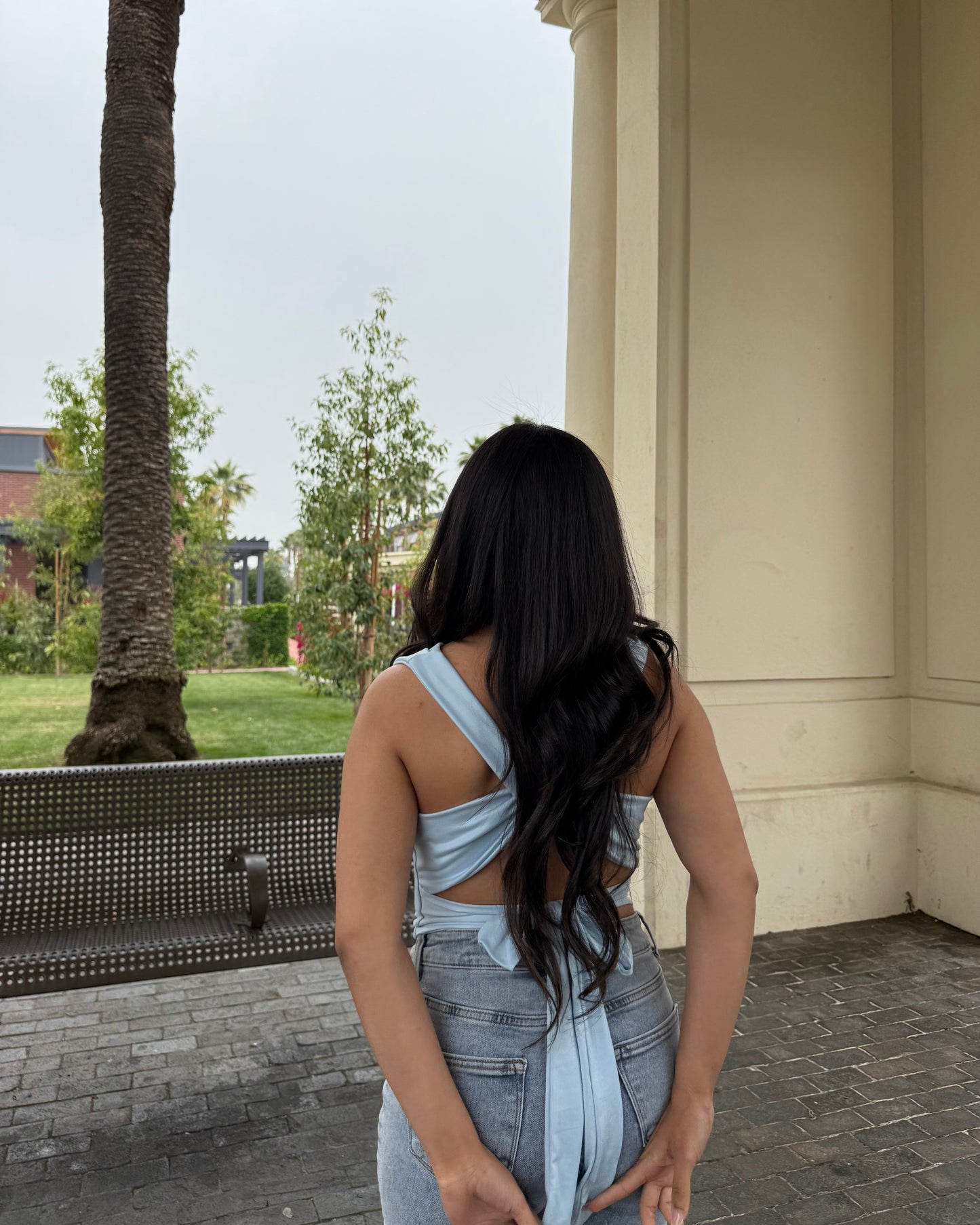 Classy Open Back Top - Blue
