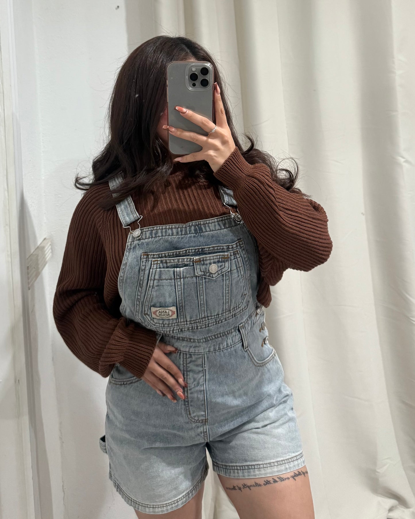 Jean Short Overall - Light Wash