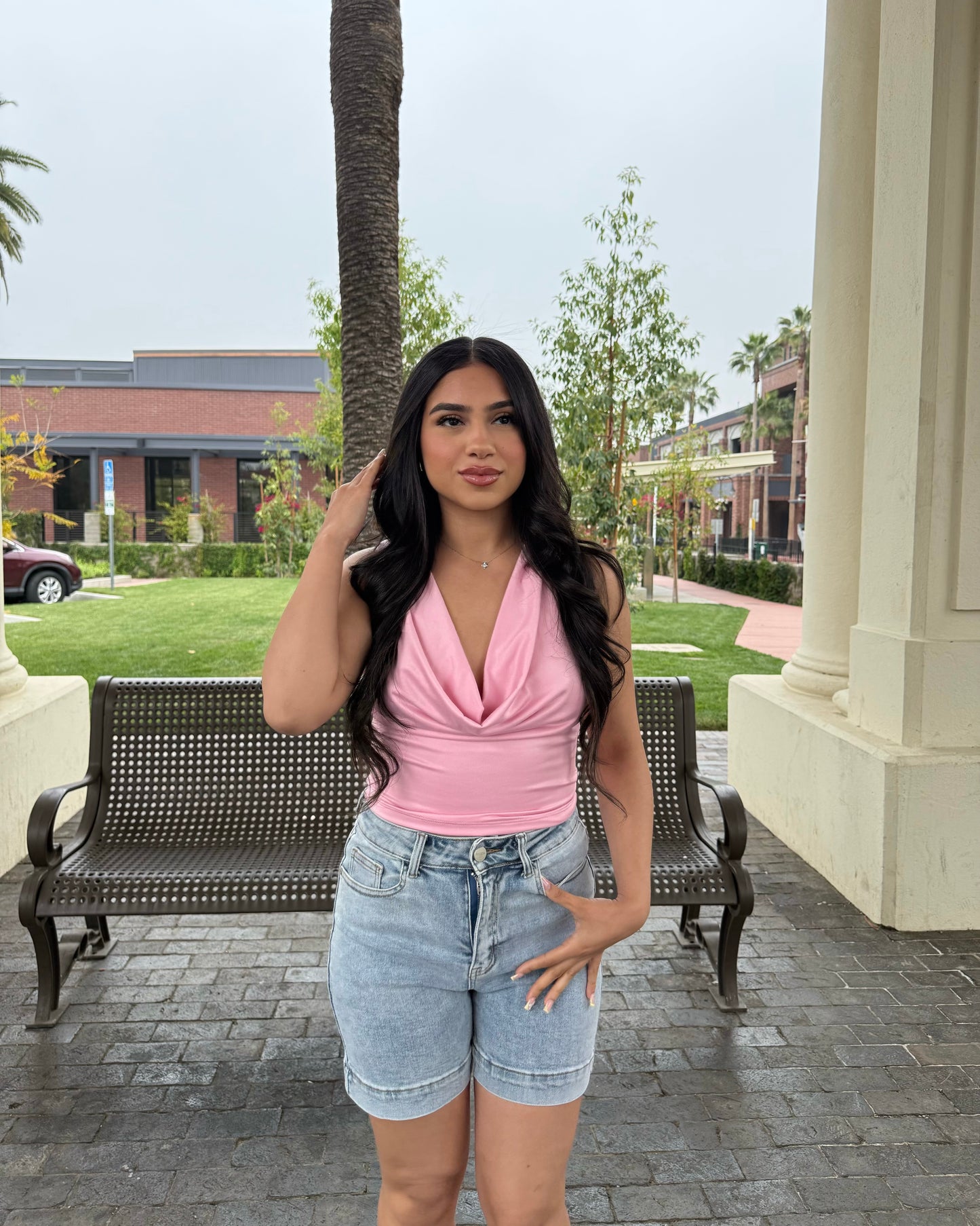 Classy Open Back Top - Pink