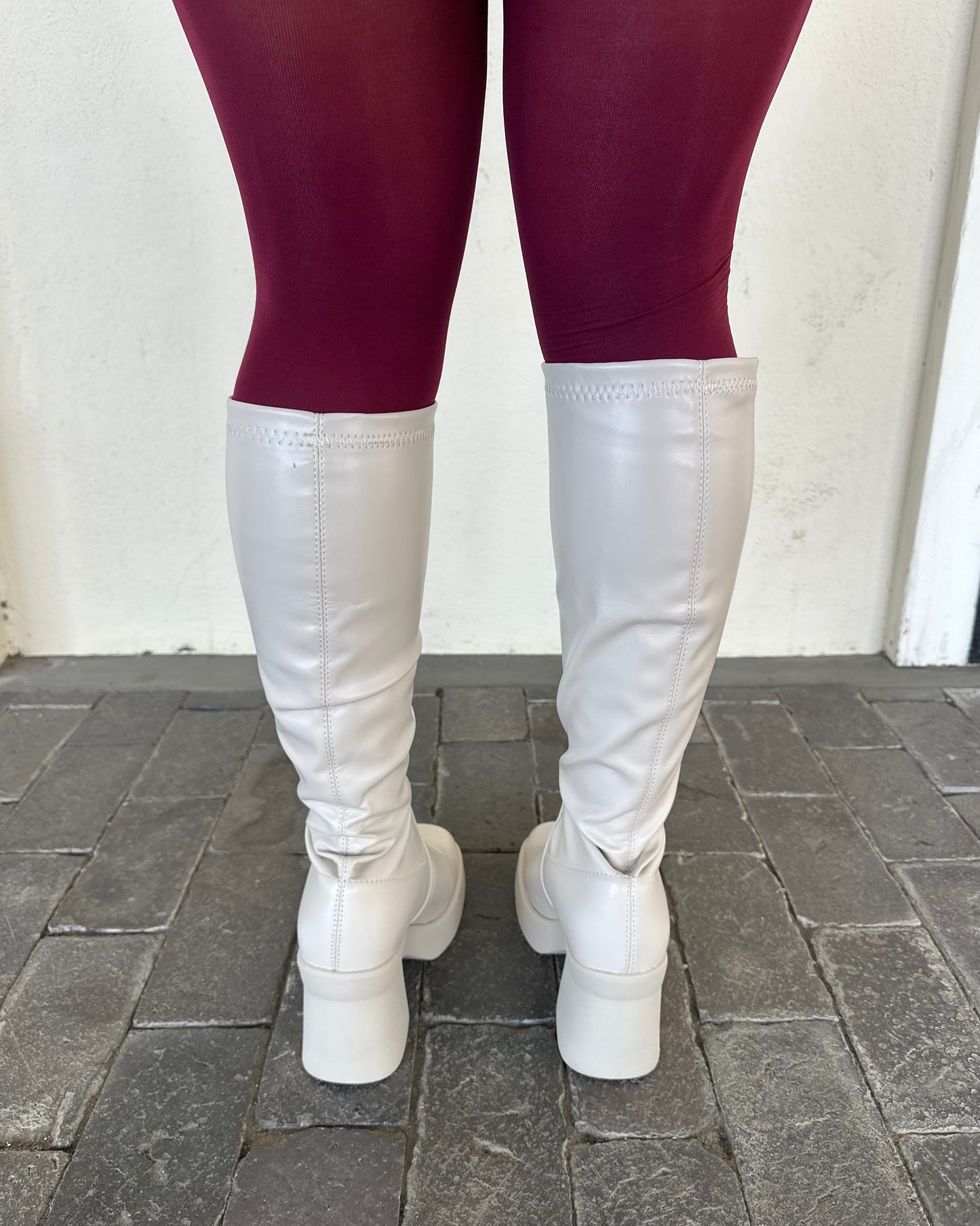 Baddie Boot - Bone - Stretch Material