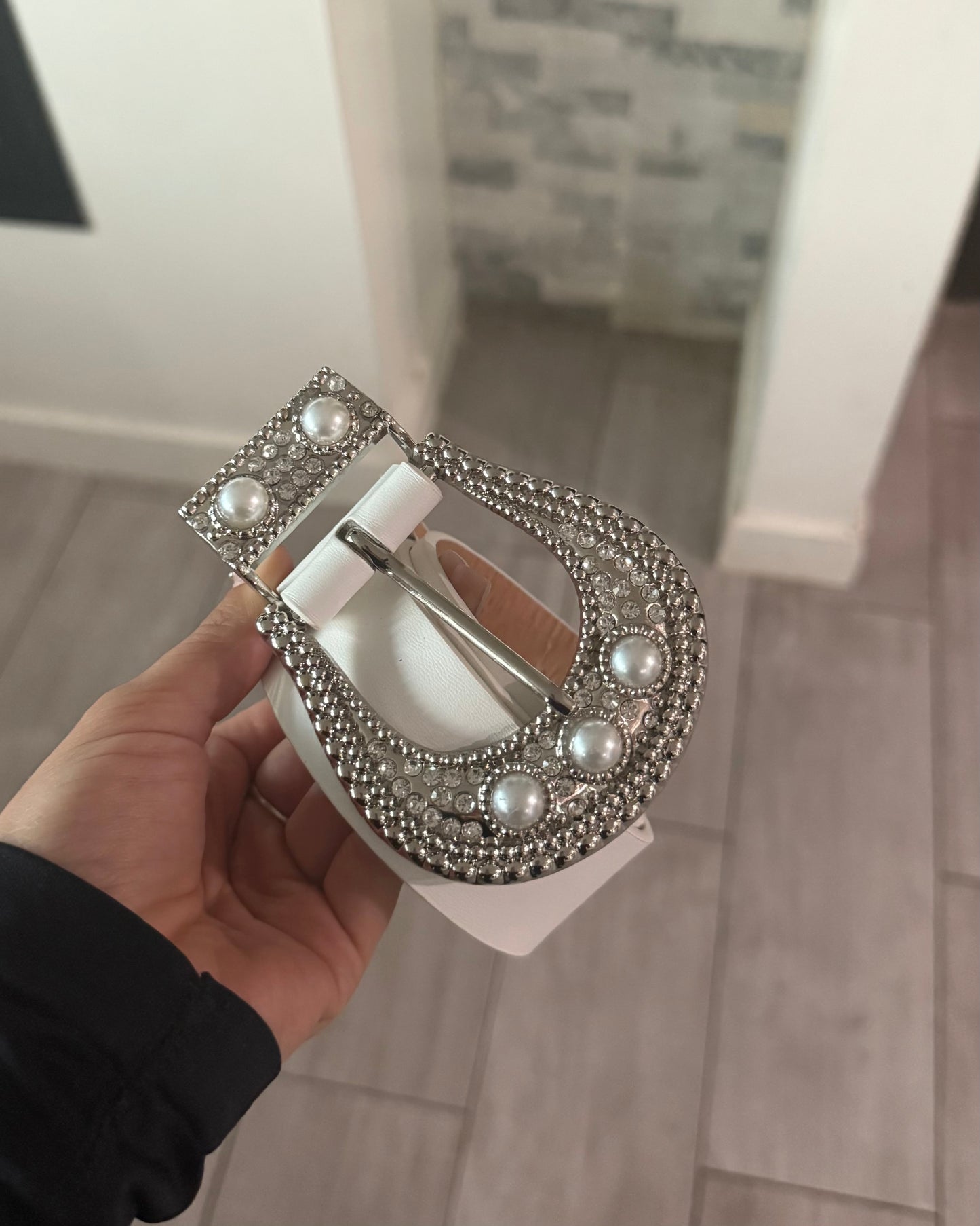 White Pearl/ Rhinestone Belt