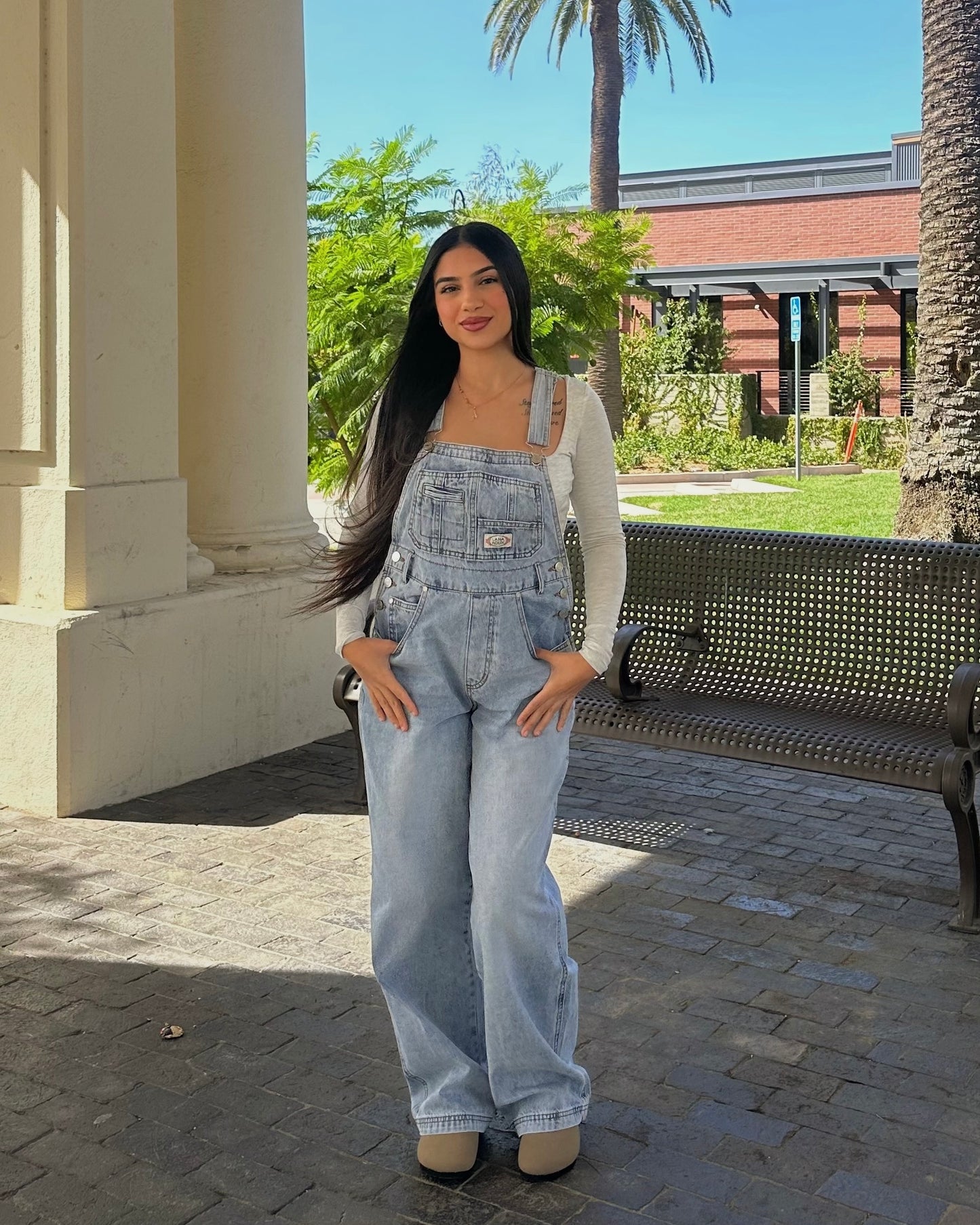 Isabel 90s Straight Leg Overalls - Light Wash