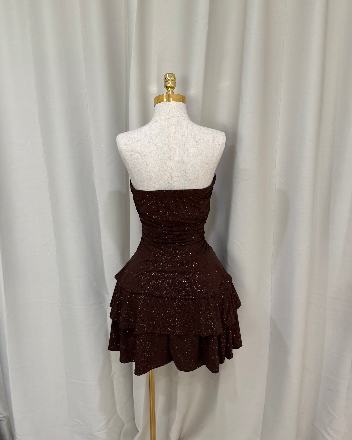 Glitter Birthday Dress - Brown