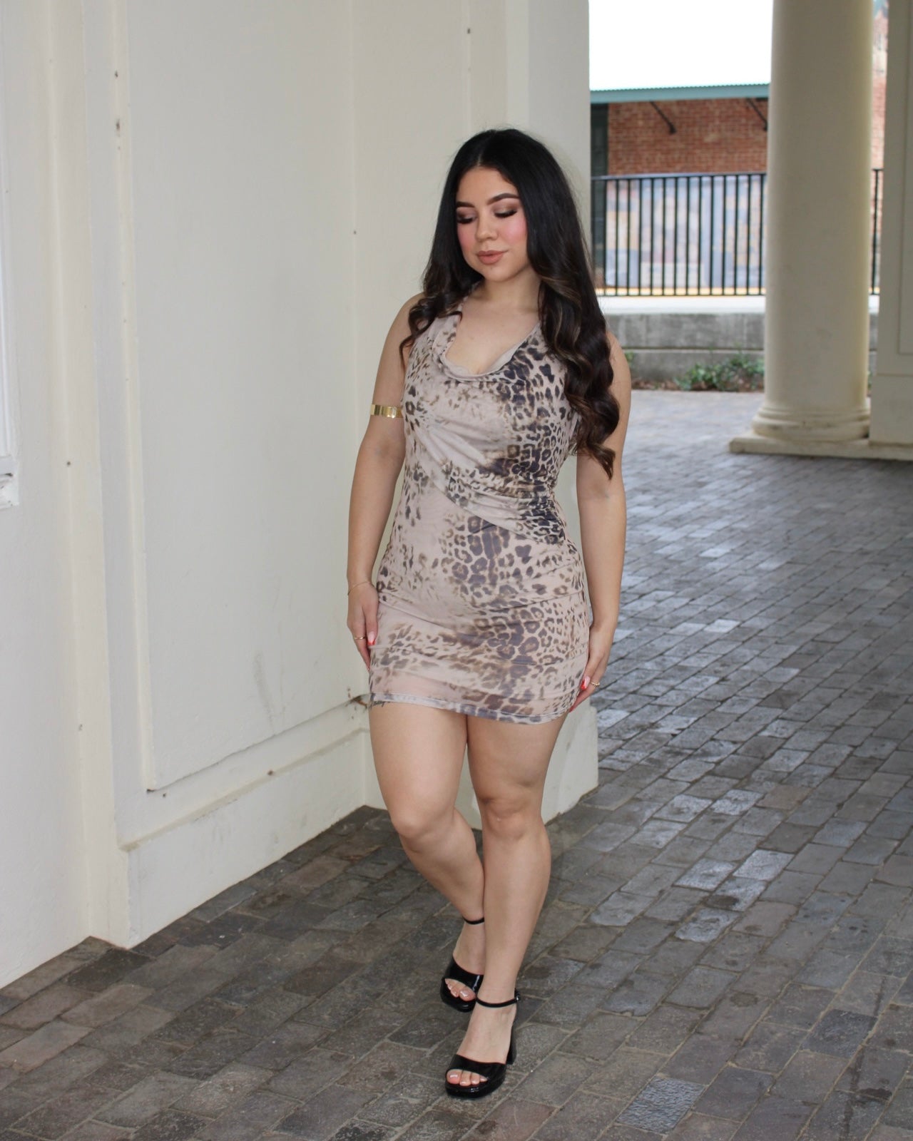 Leopard Drape Mini Dress