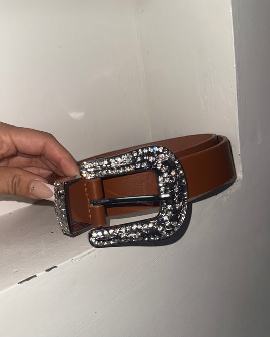 Brown Rhinestone Belt