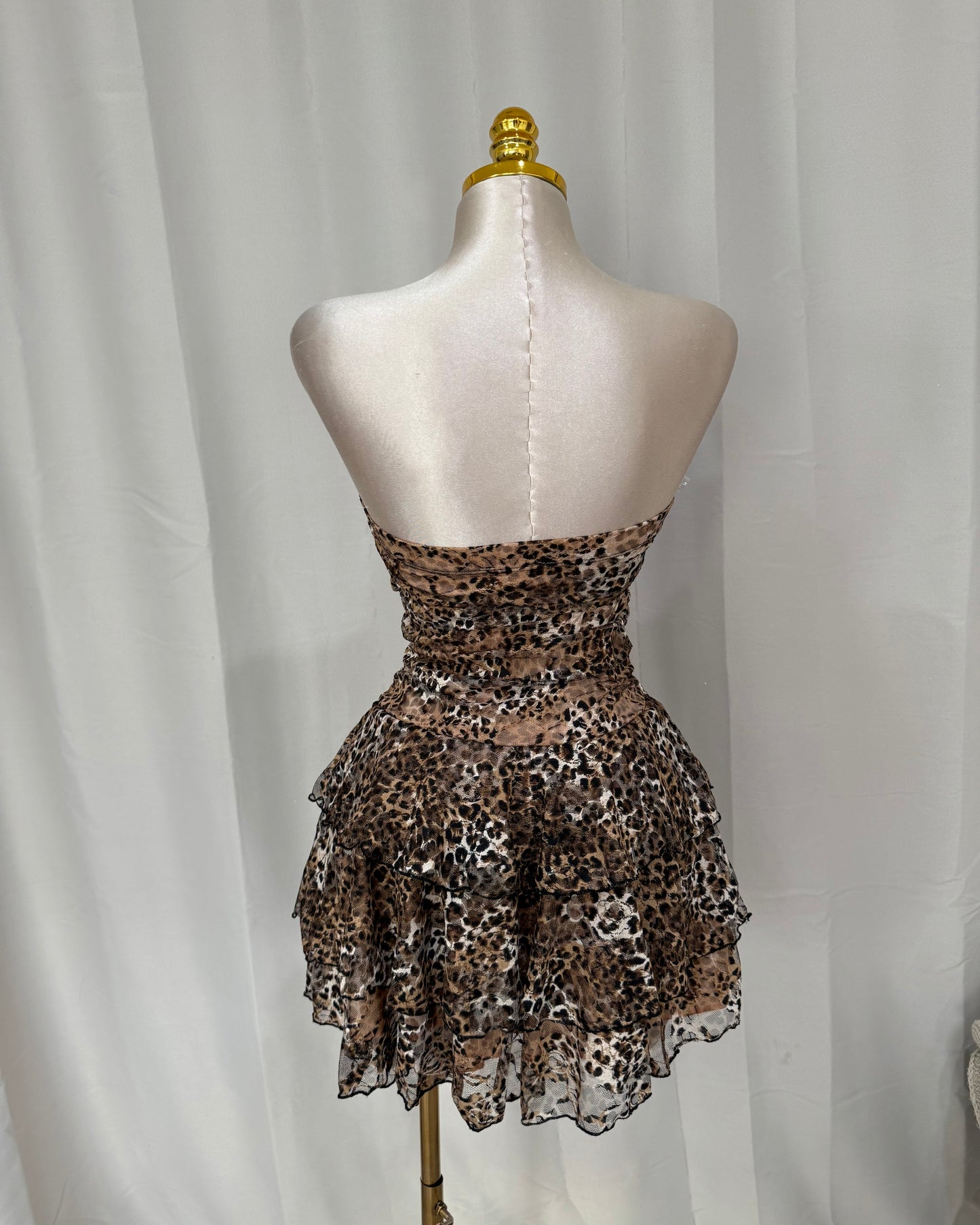 Lace Ruffle Dress - Cheetah