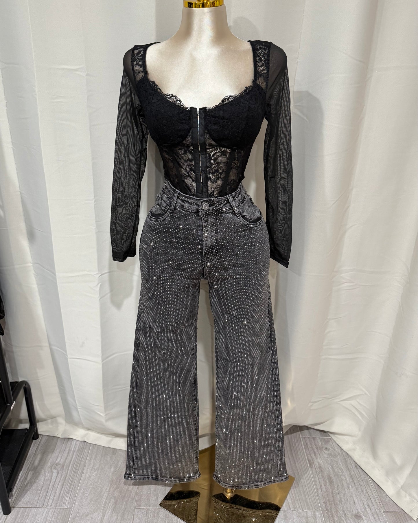 Brilla Rhinestone Jeans - Black Wash