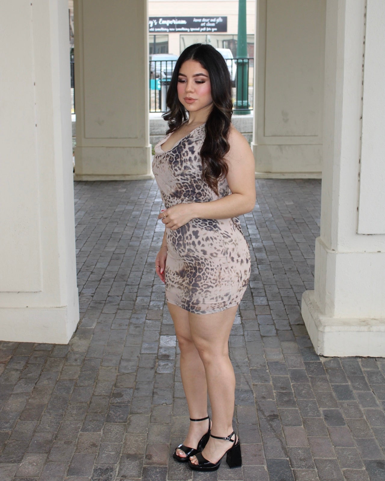Leopard Drape Mini Dress