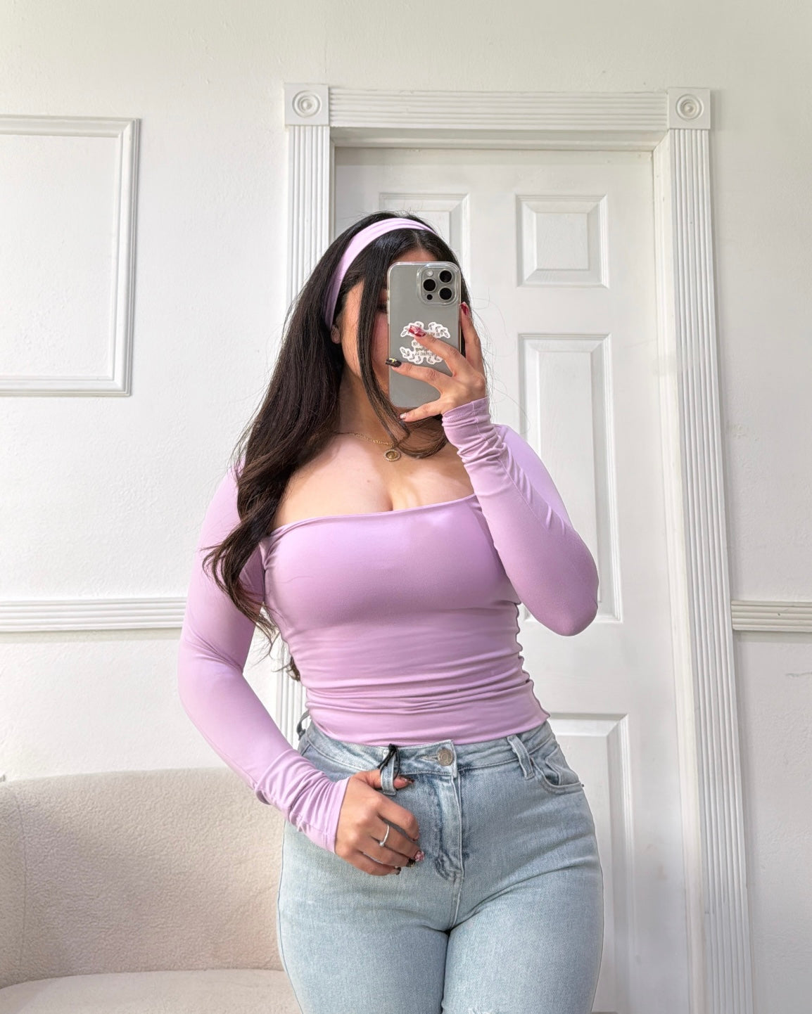 Double layered longlseeve w/ headband - Lavender