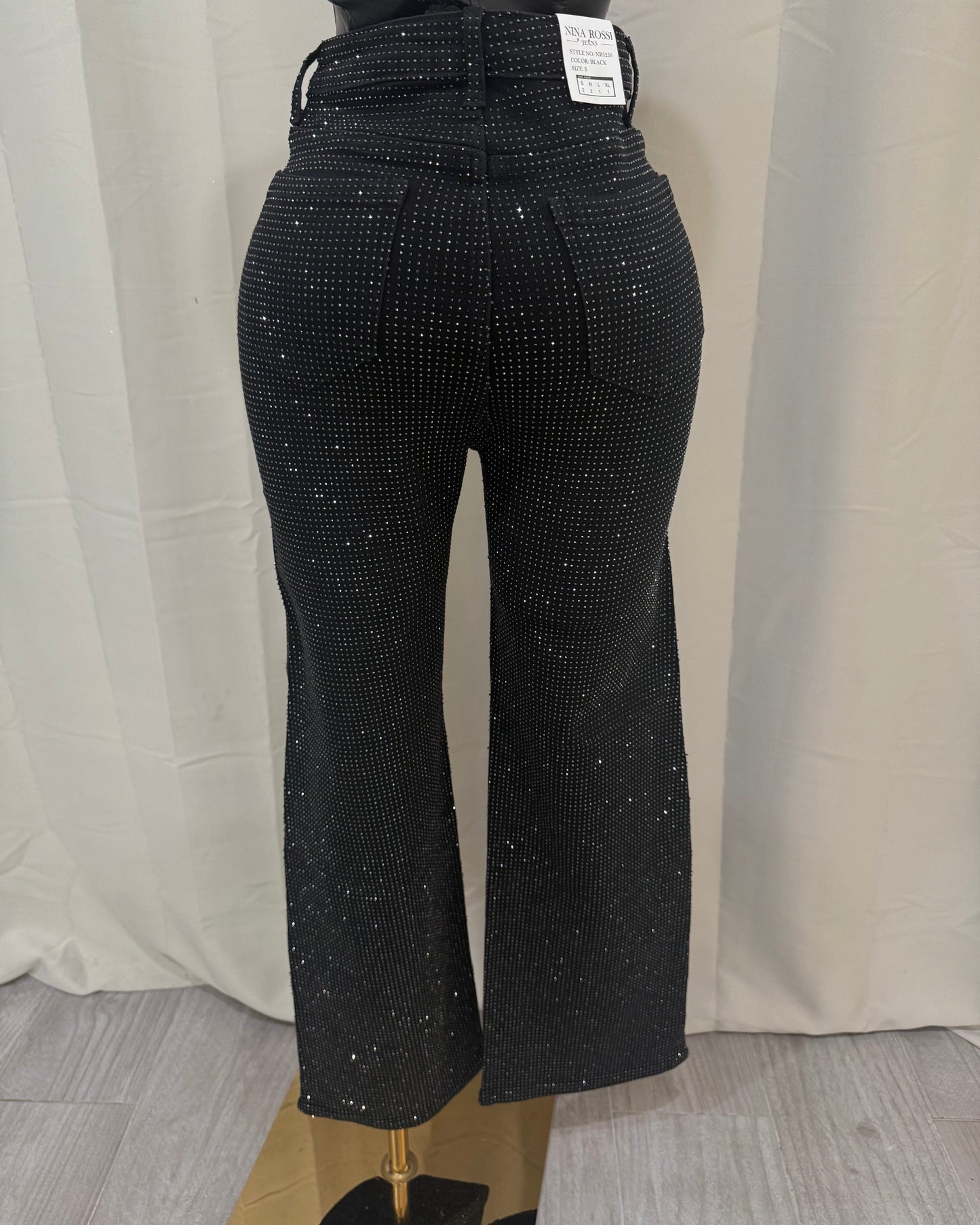 Brilla Rhinestone Jeans - Black/ Black Rhinestones
