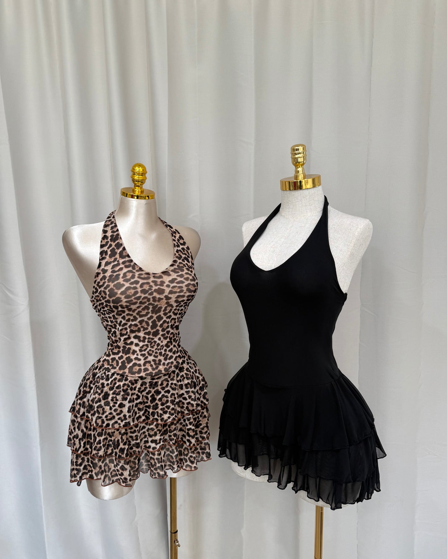 Halter Ruffle Dress - Black