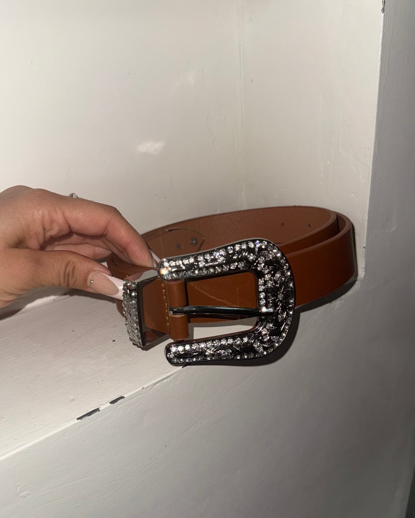 Brown Rhinestone Belt