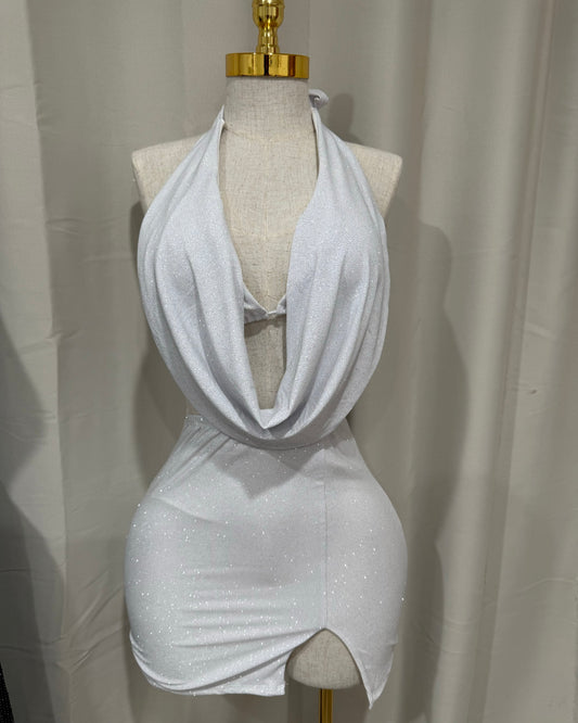 Cleo Glitter Set - White/ silver sparkles