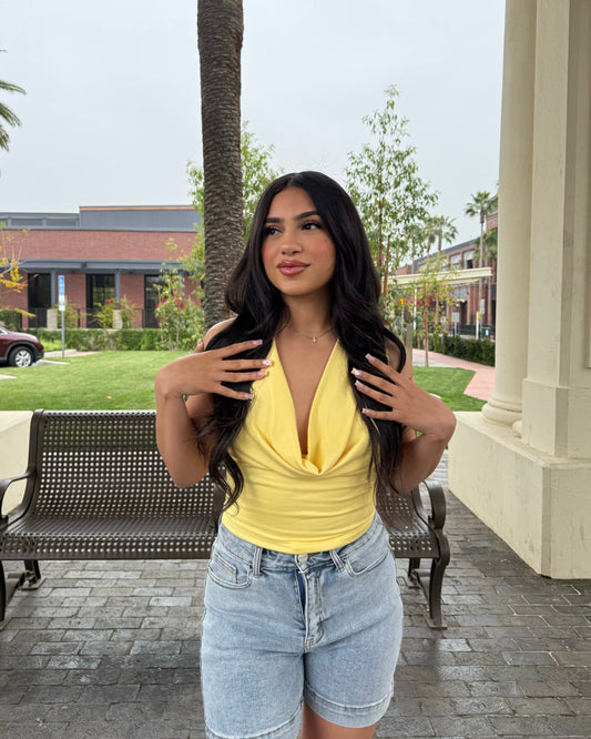 Classy Open Back Top - Yellow