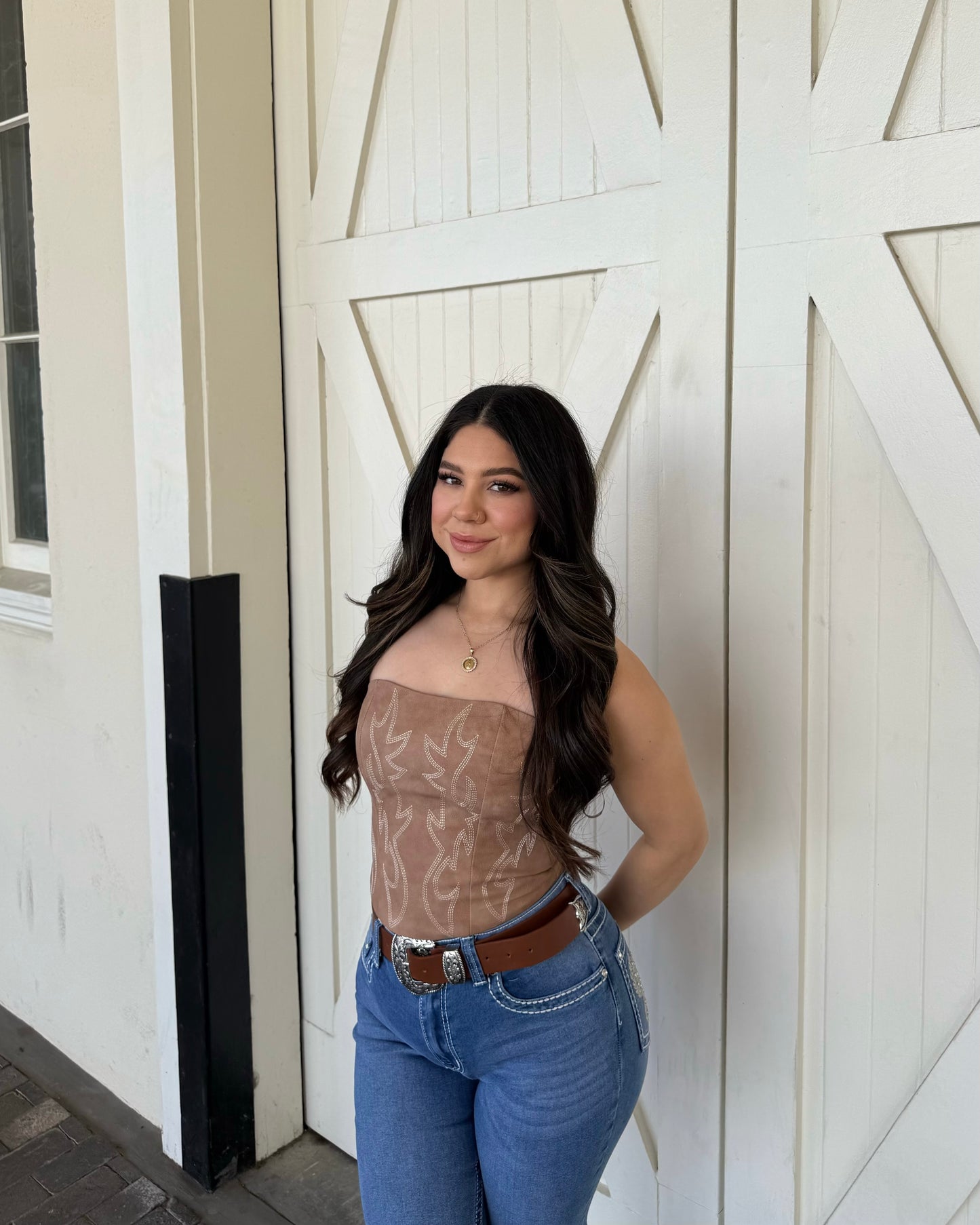 Cowgirl Leather Corset - Light Brown