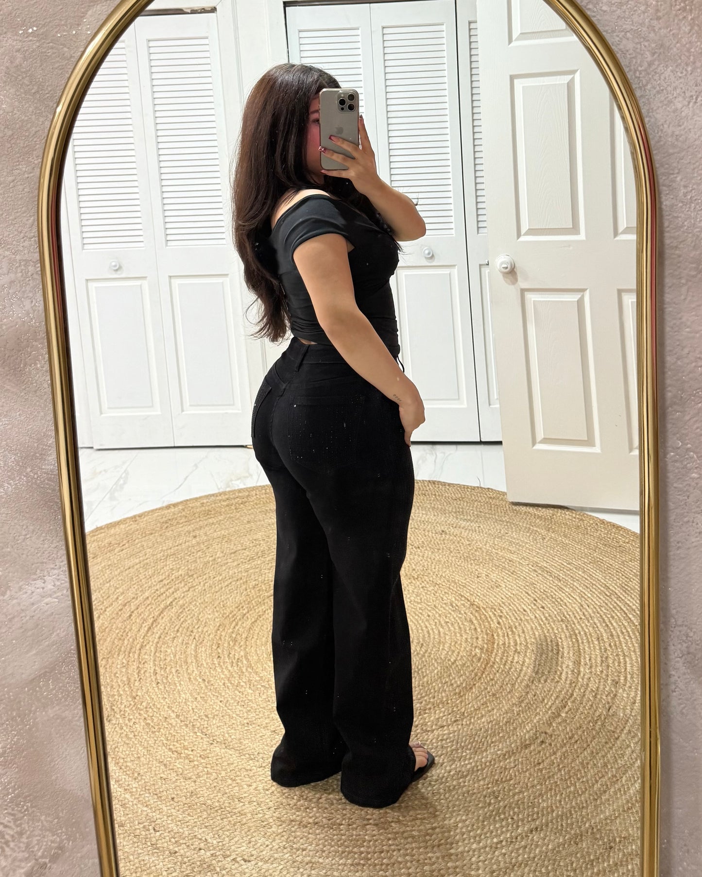 Black Rhinestone Jeans