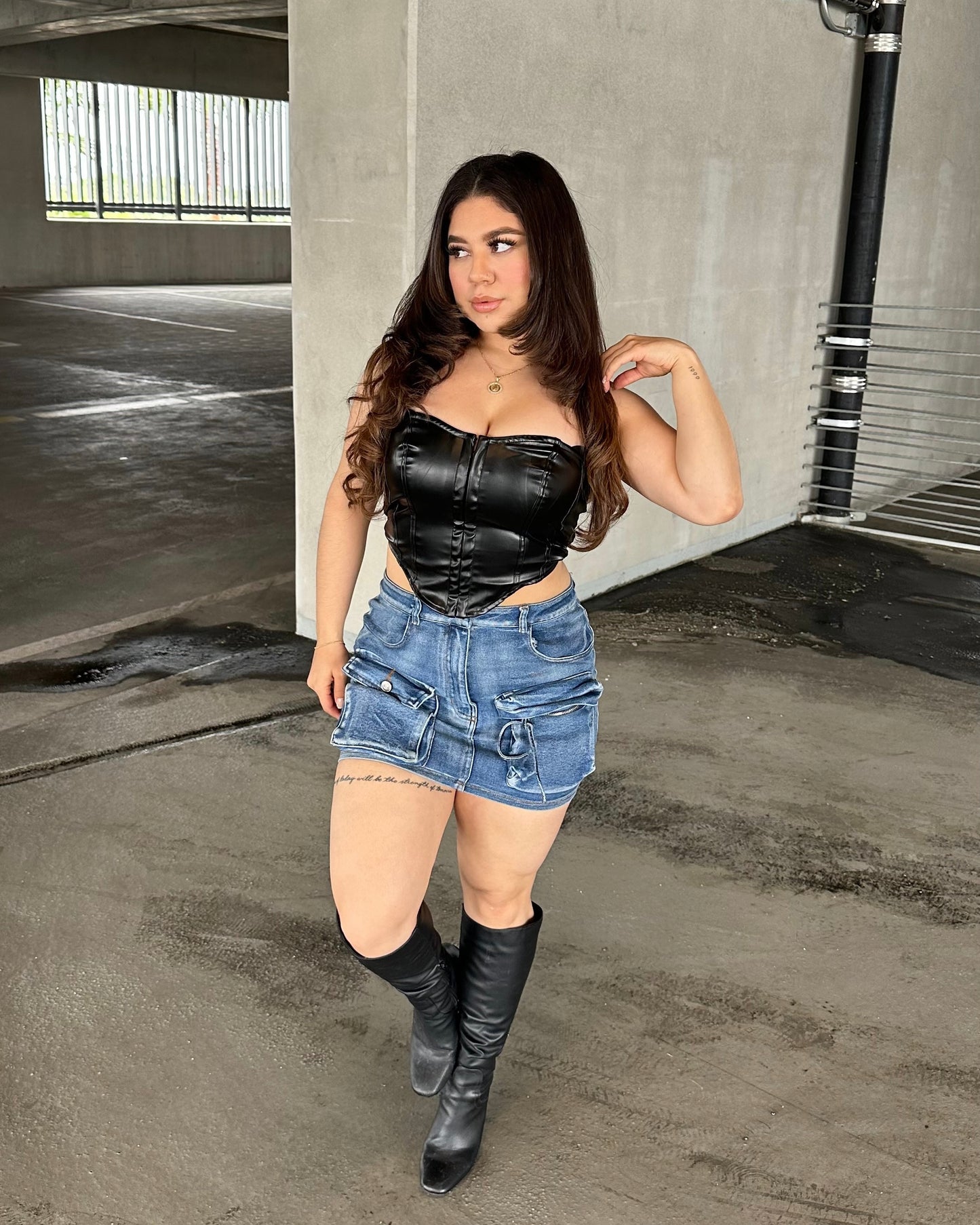 Selina Cargo Skirt - Denim