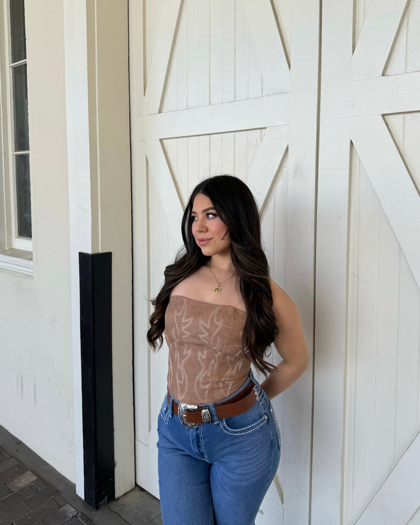 Cowgirl Leather Corset - Light Brown