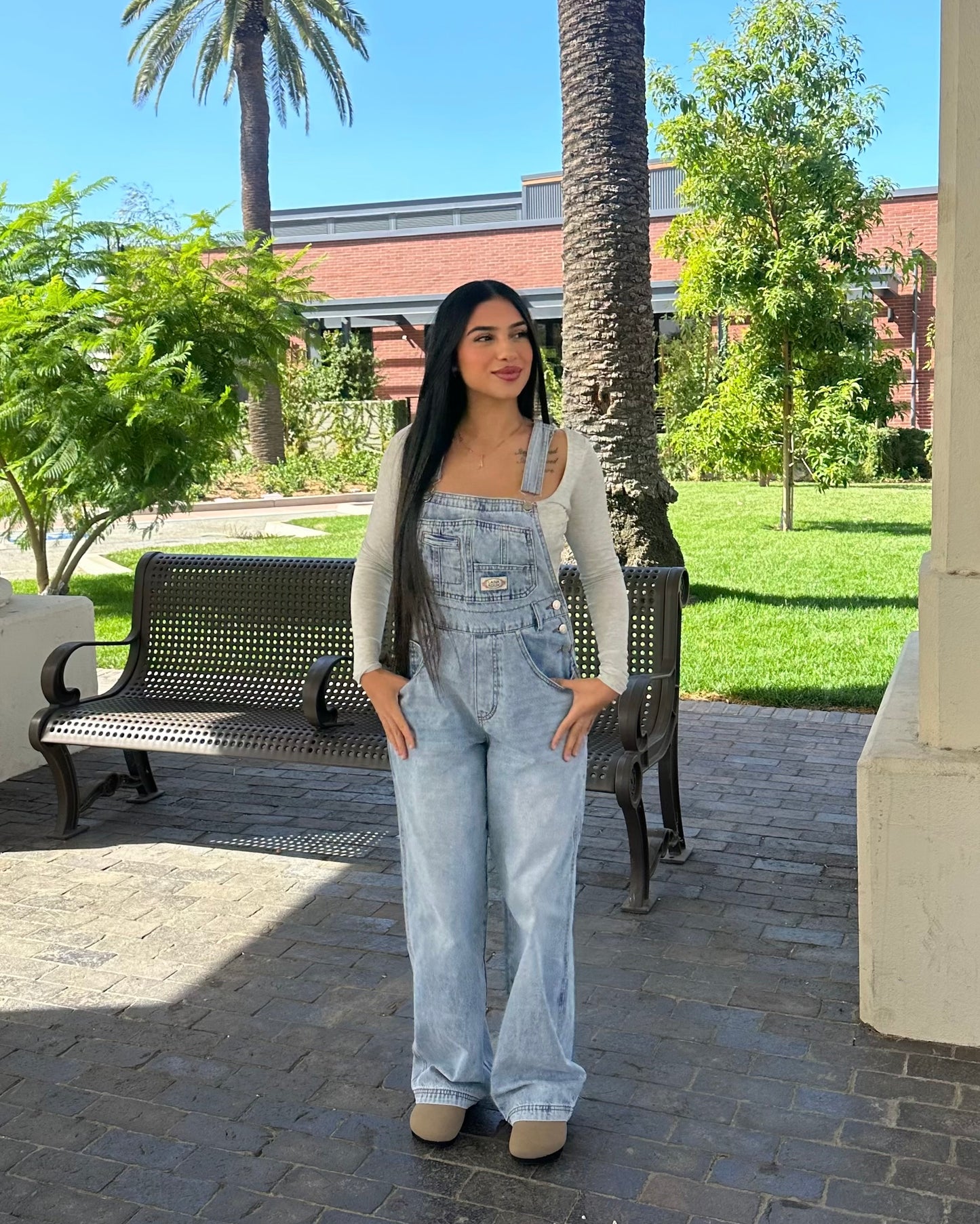 Isabel 90s Straight Leg Overalls - Light Wash