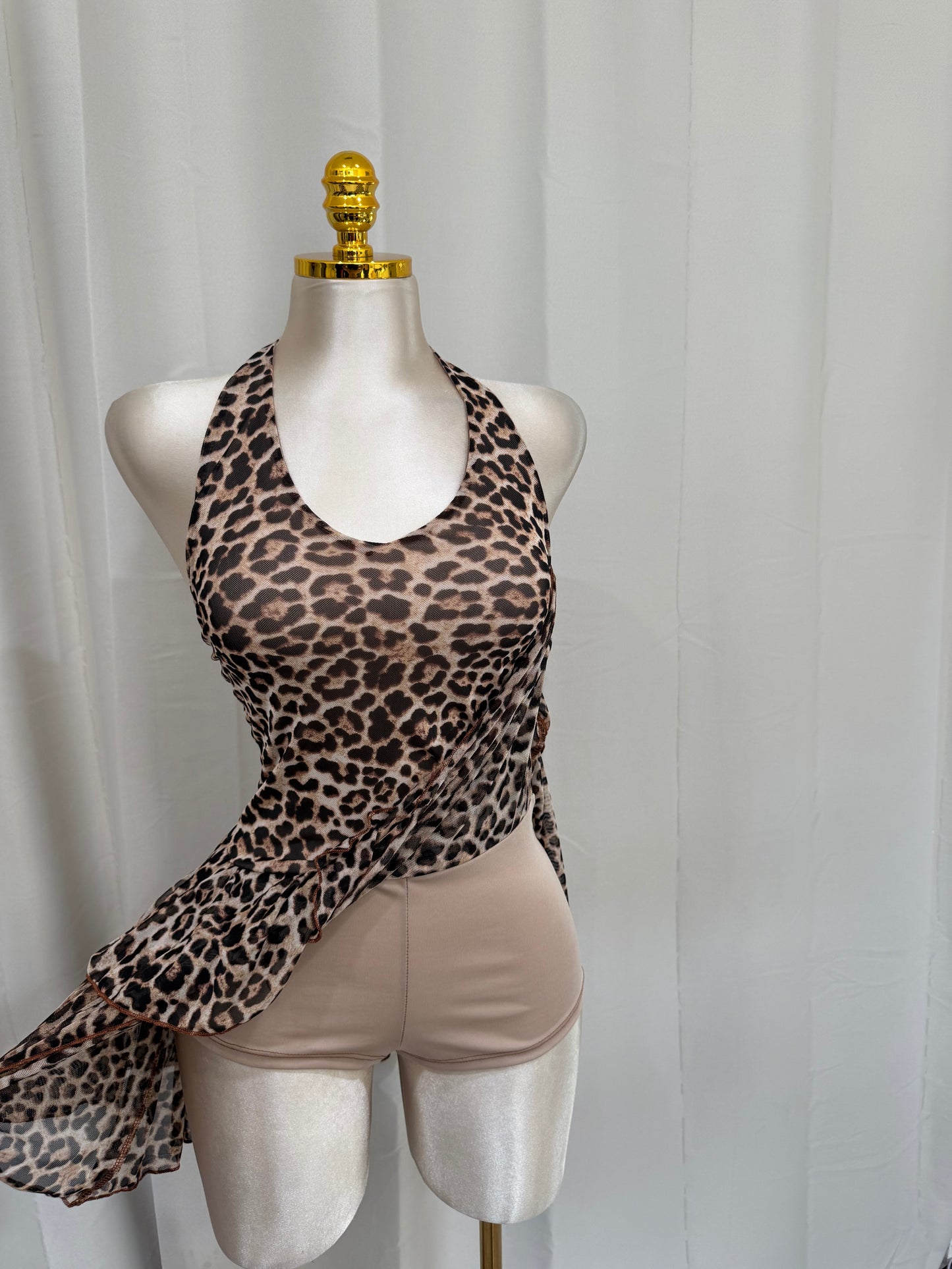 Halter Ruffle Dress - Cheetah