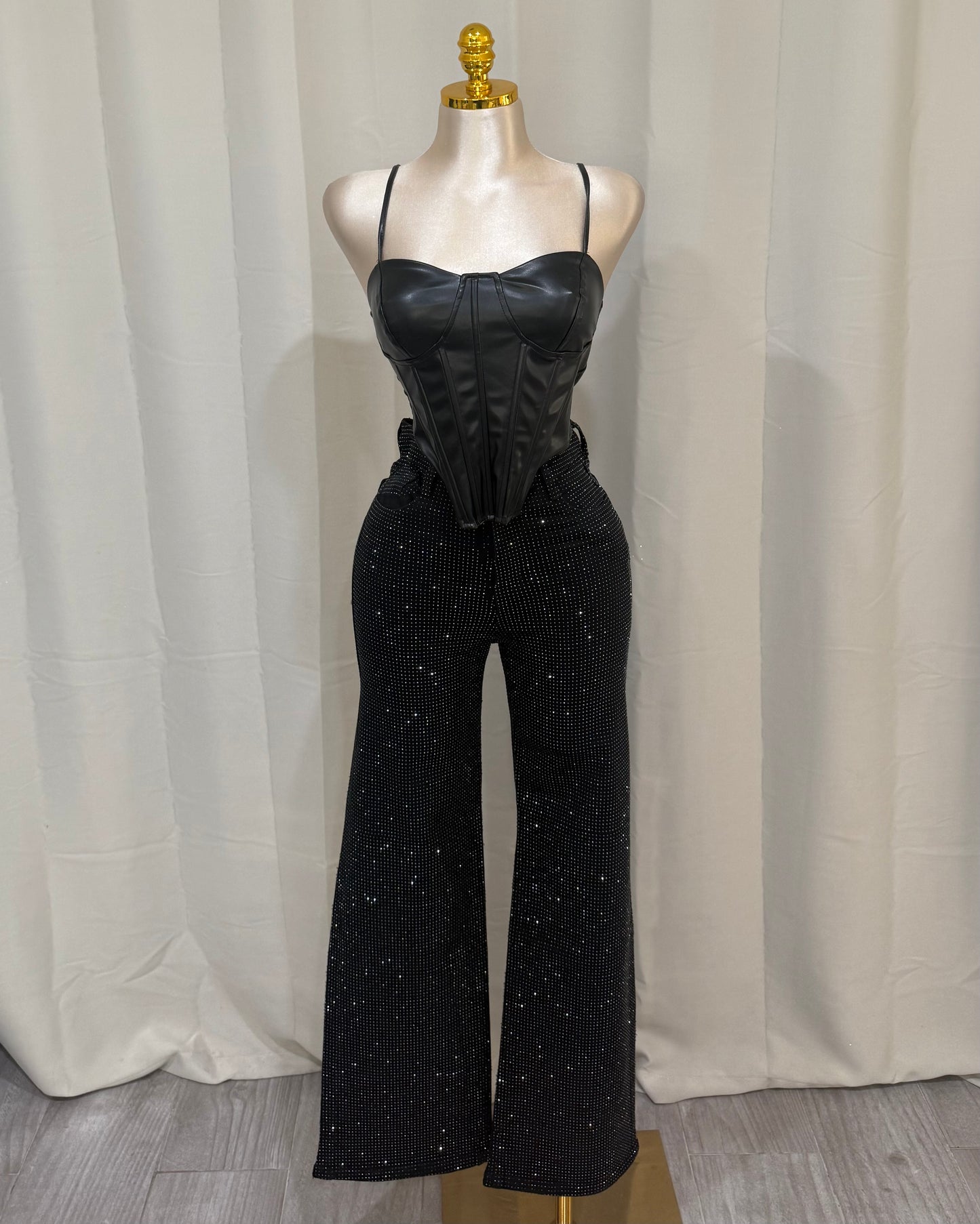Brilla Rhinestone Jeans - Black/ Black Rhinestones