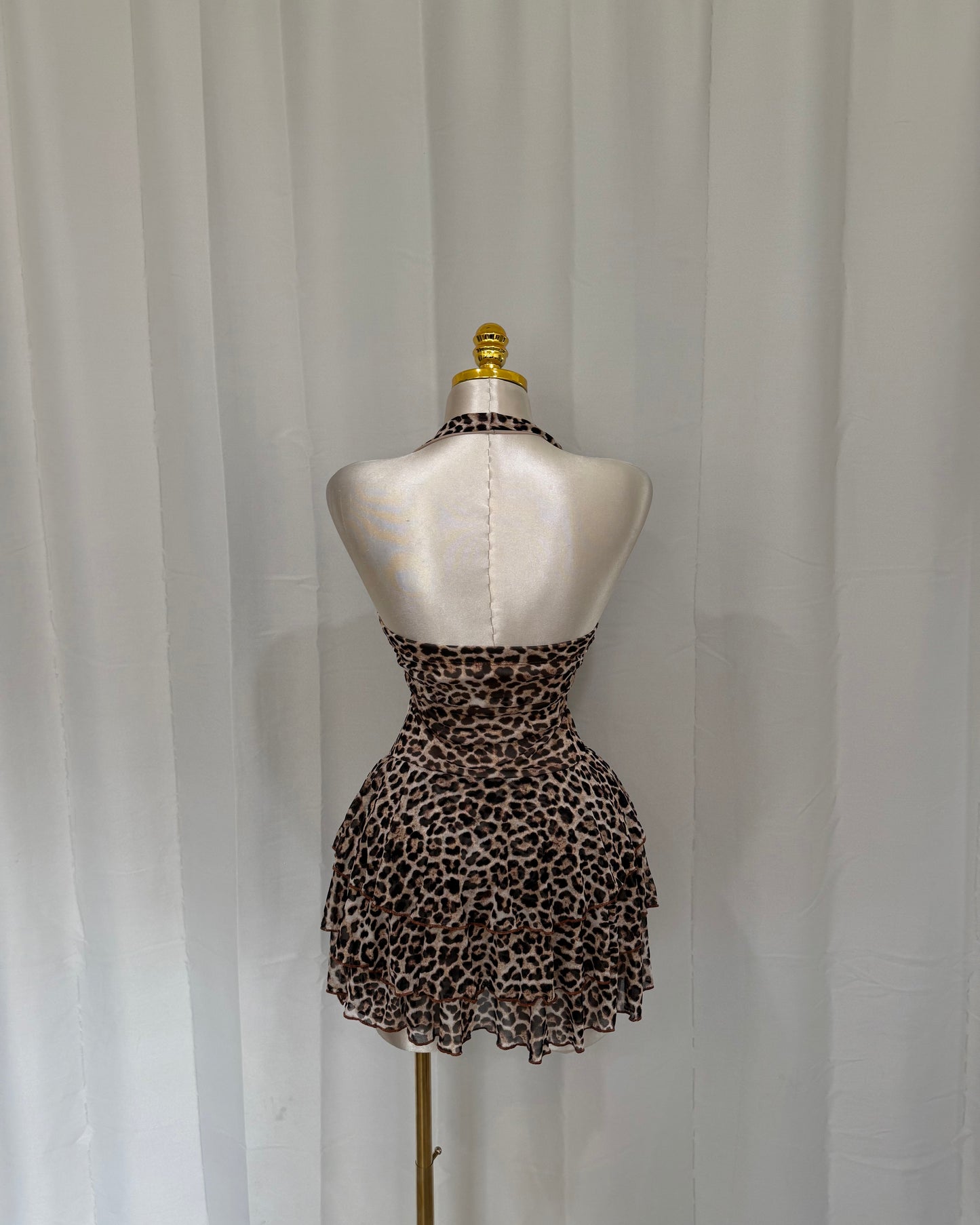 Halter Ruffle Dress - Cheetah