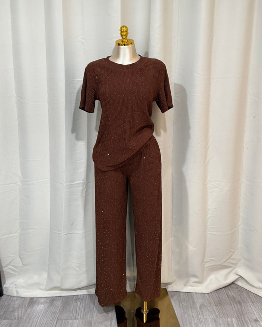 Rhinestone 2 Piece - Brown