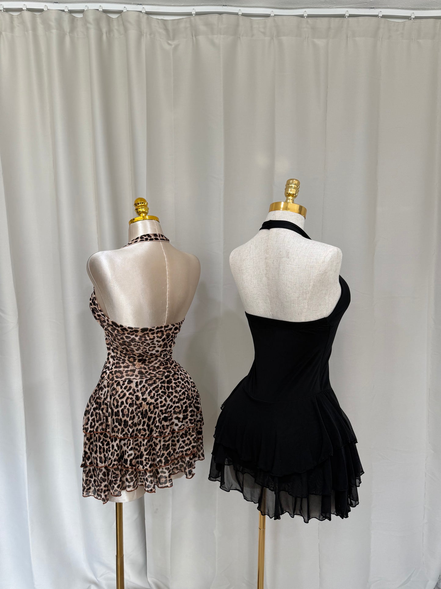 Halter Ruffle Dress - Black