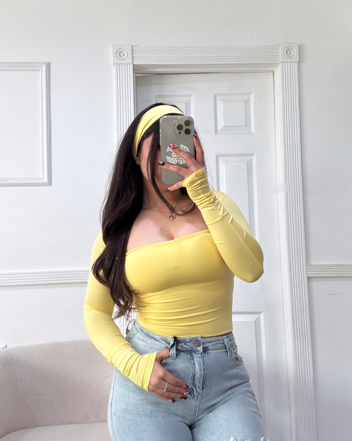 Double layered longlseeve w/ headband - Yellow