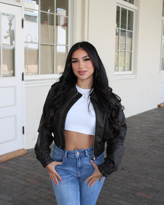 Rayleen Leather Jacket - Brown Washed