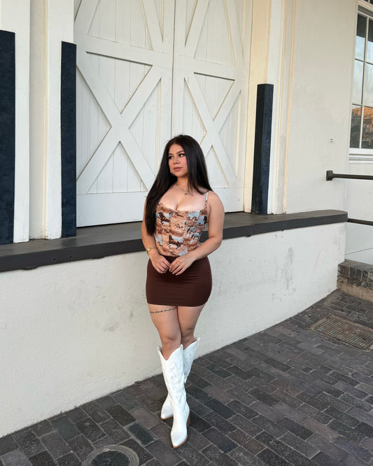 Alexa Mini Skirt - Brown