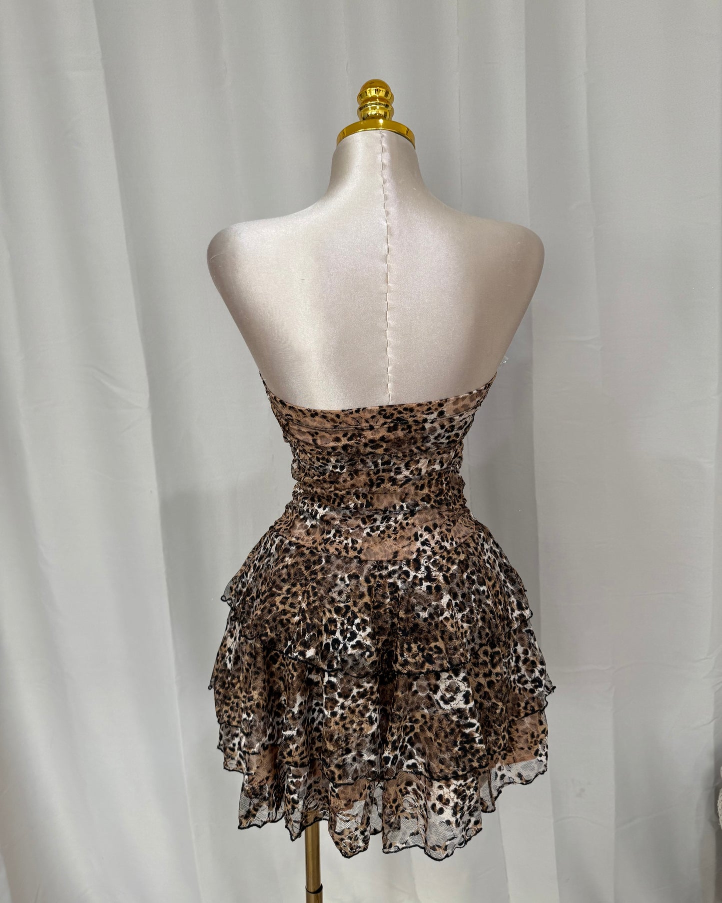 Lace Ruffle Dress - Cheetah