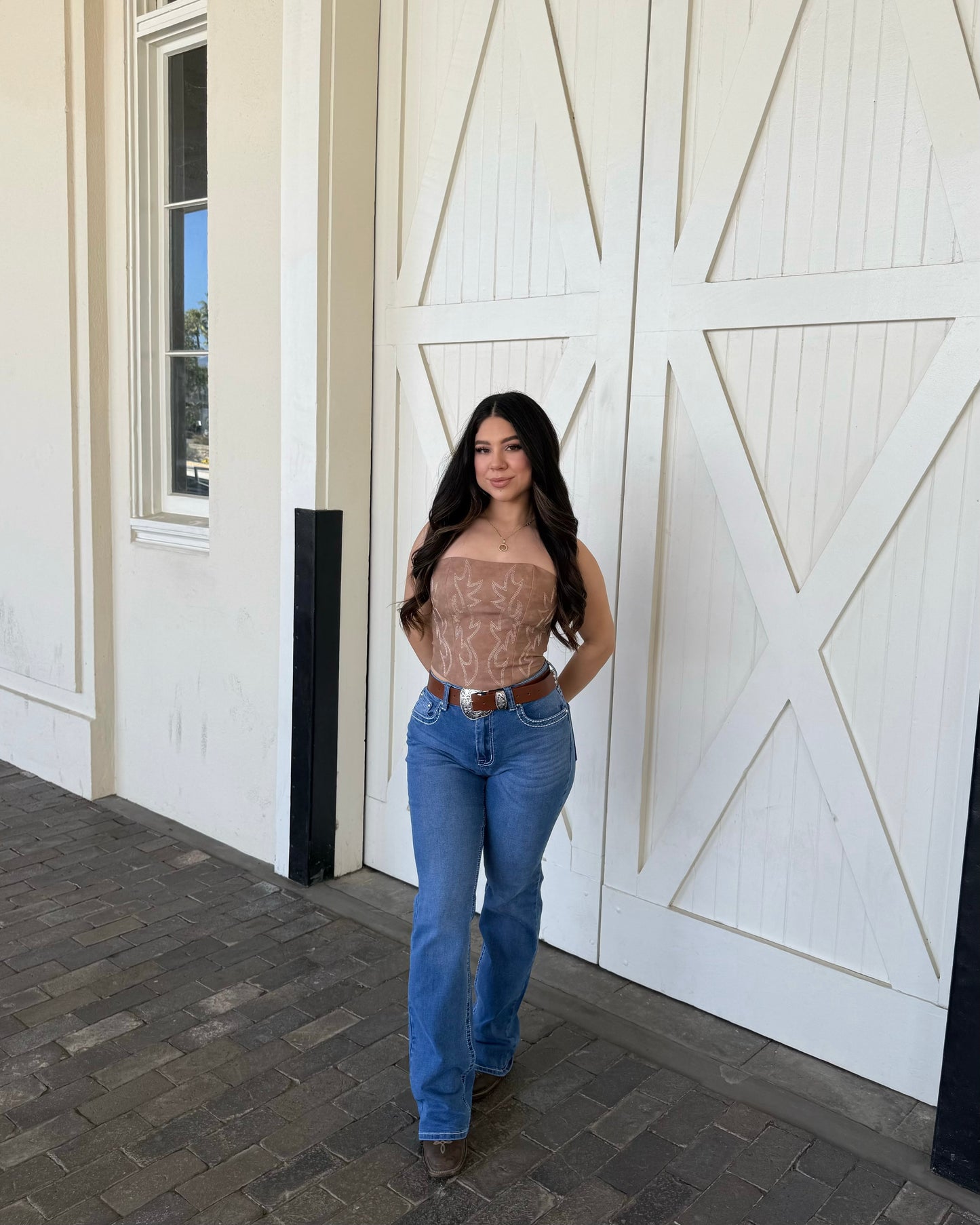 Cross flare jeans