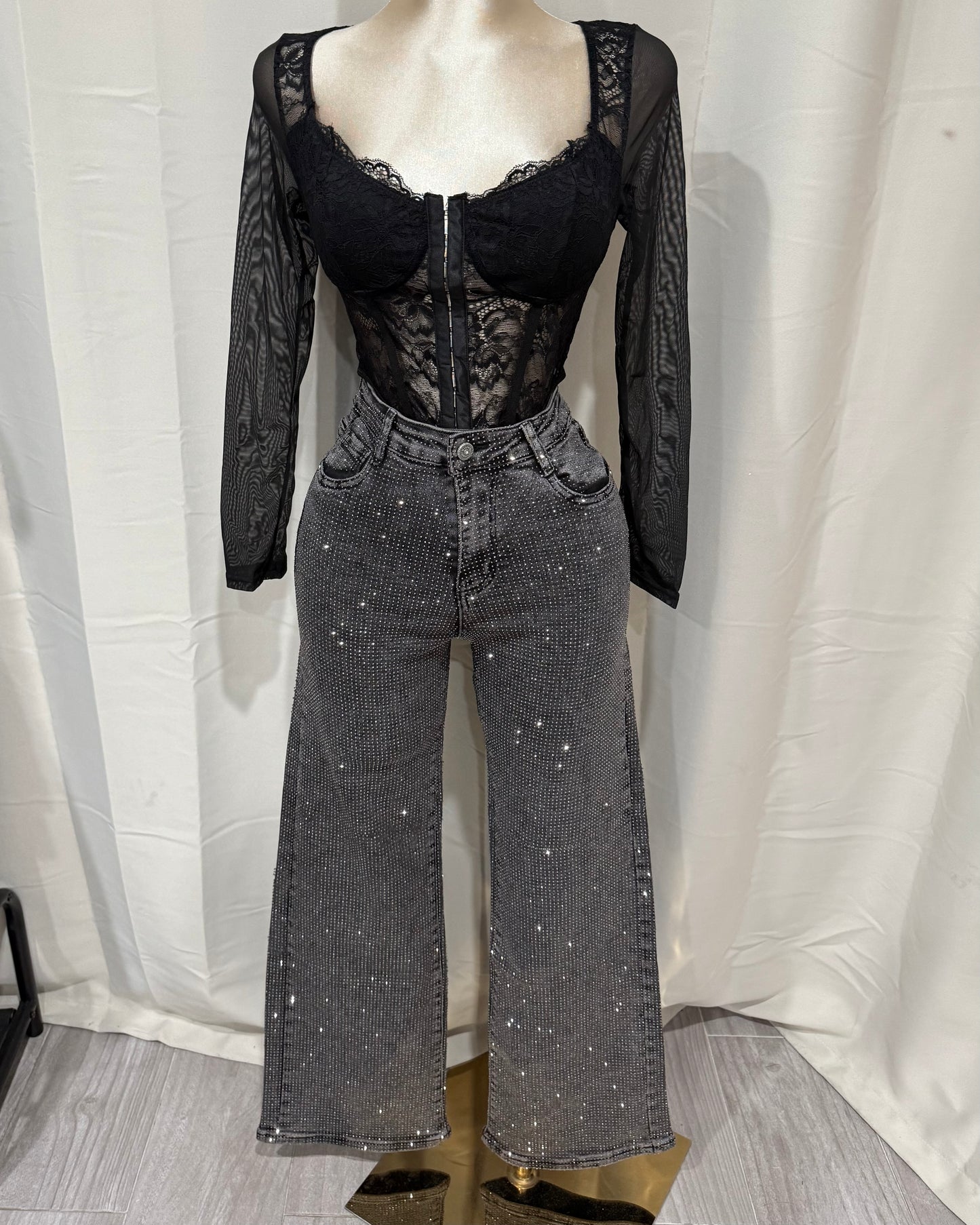 Brilla Rhinestone Jeans - Black Wash