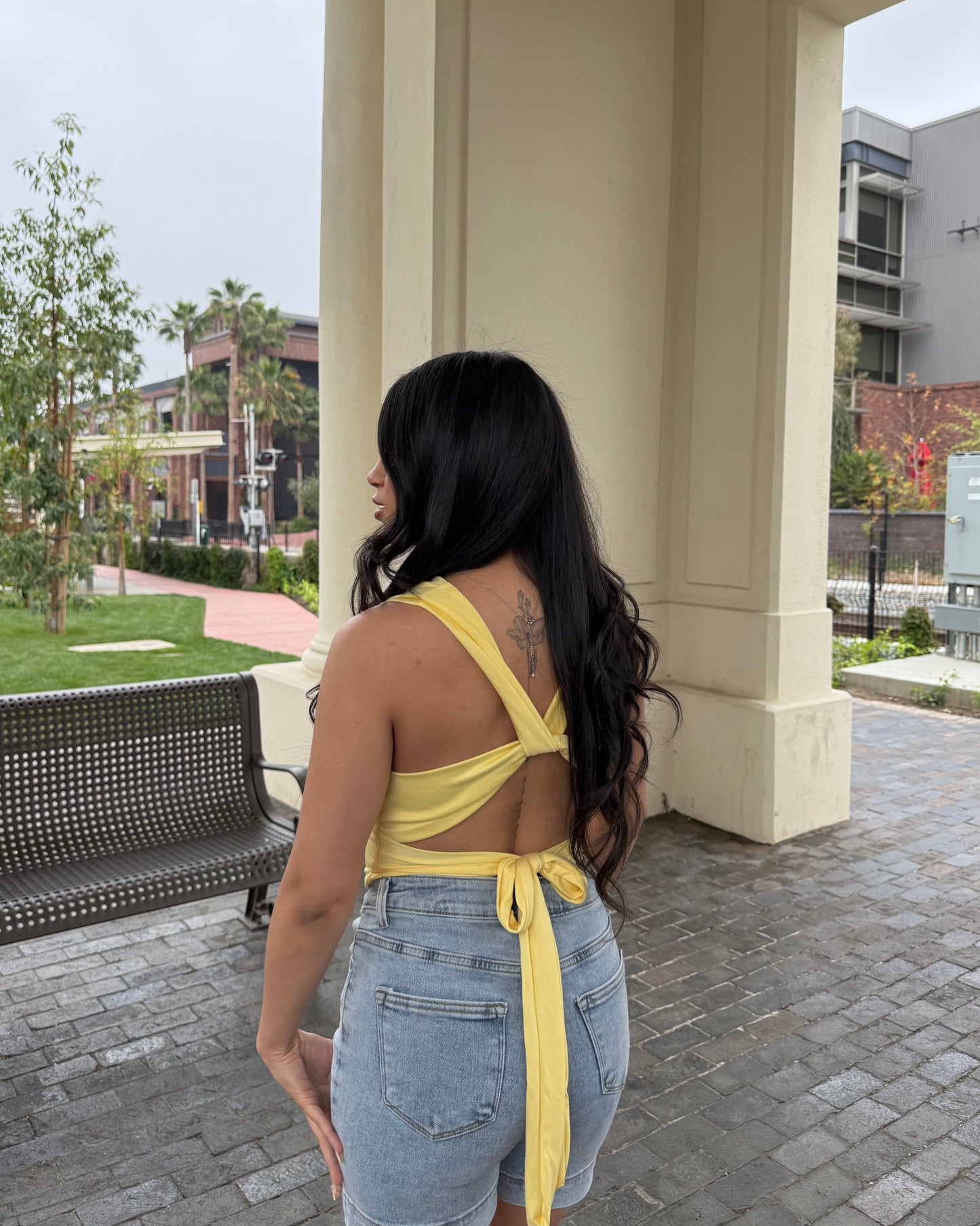 Classy Open Back Top - Yellow