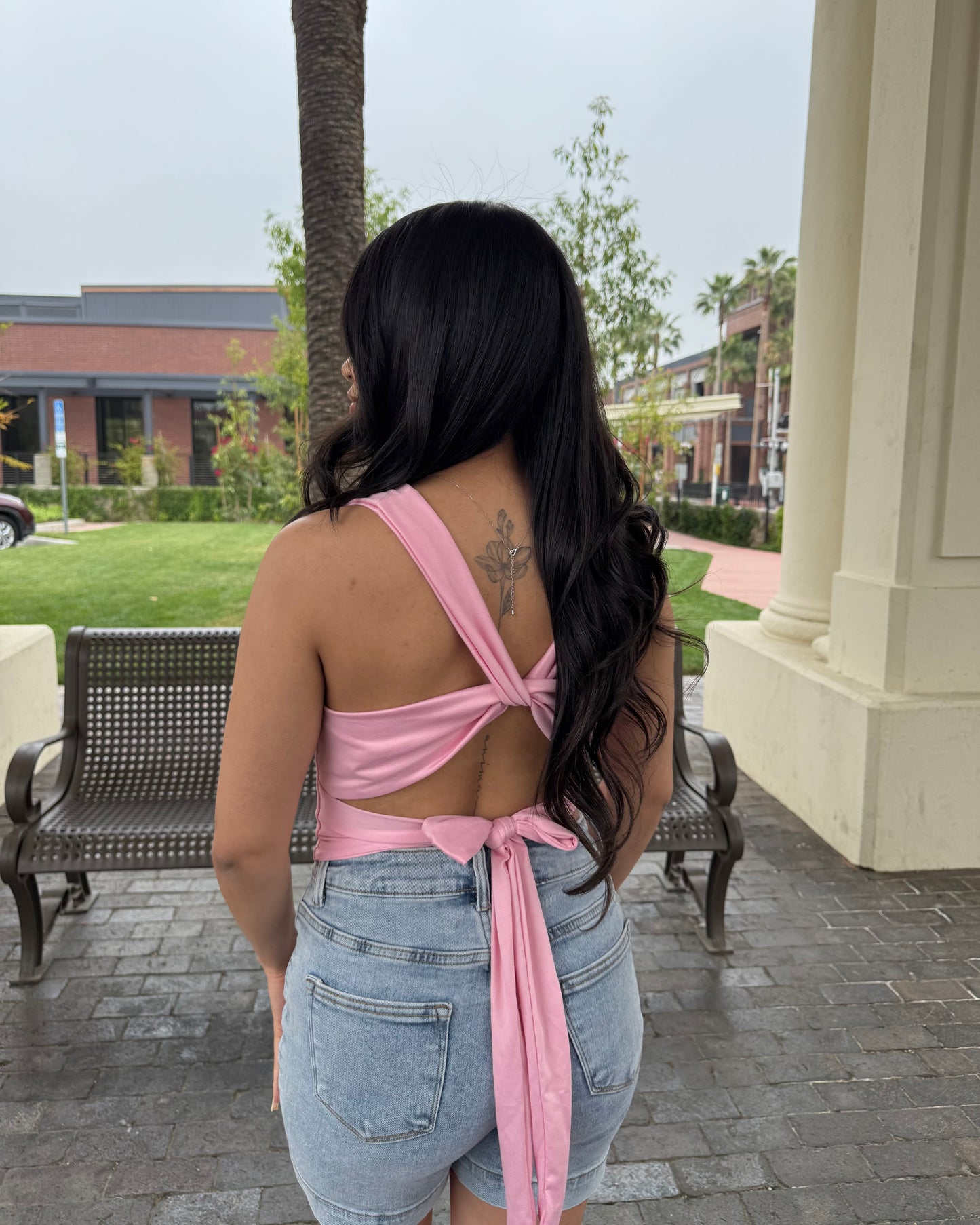 Classy Open Back Top - Pink