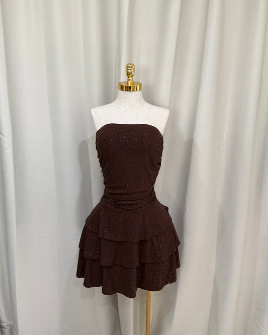 Glitter Birthday Dress - Brown