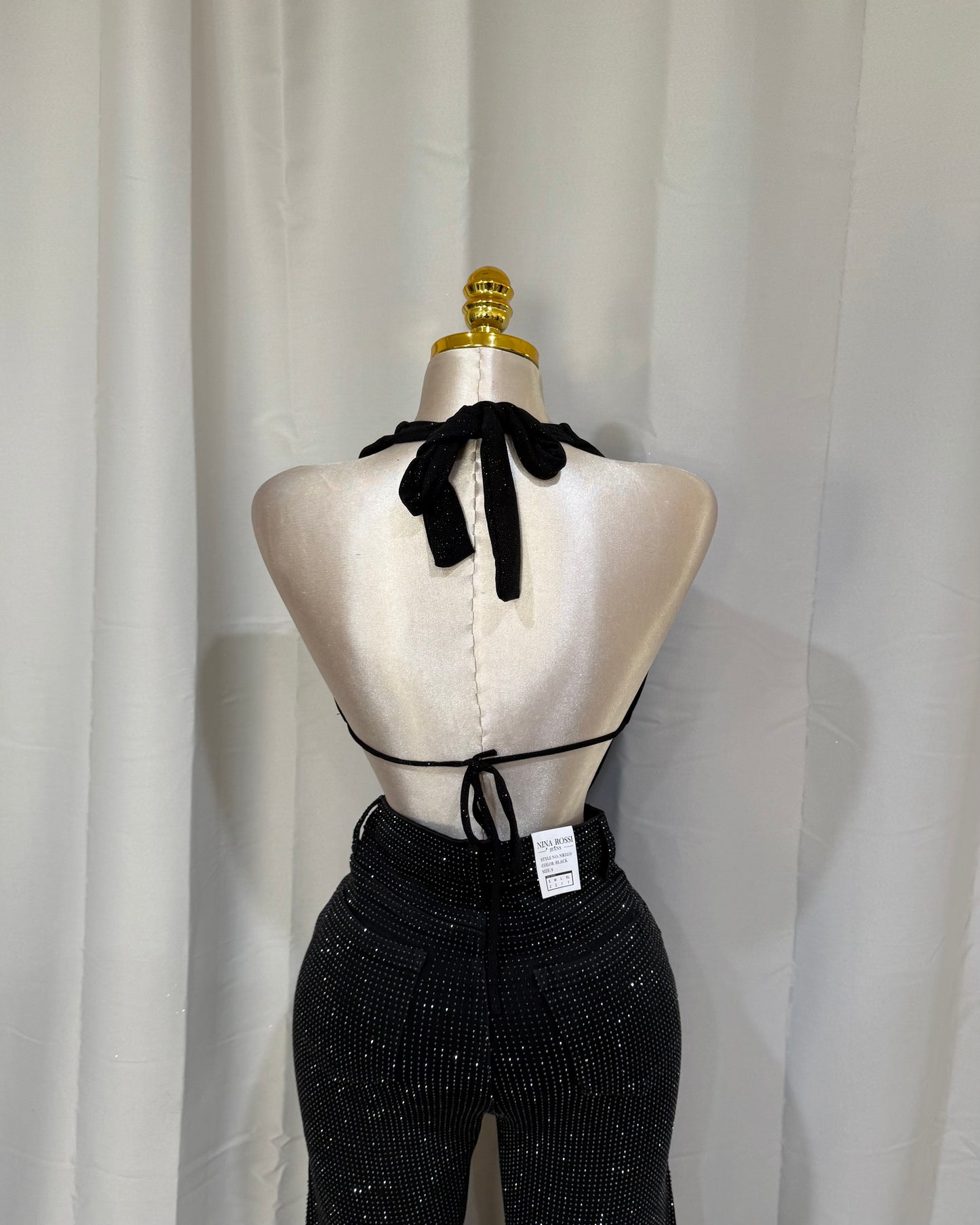 Khloe Top - Black/ Black Glitter
