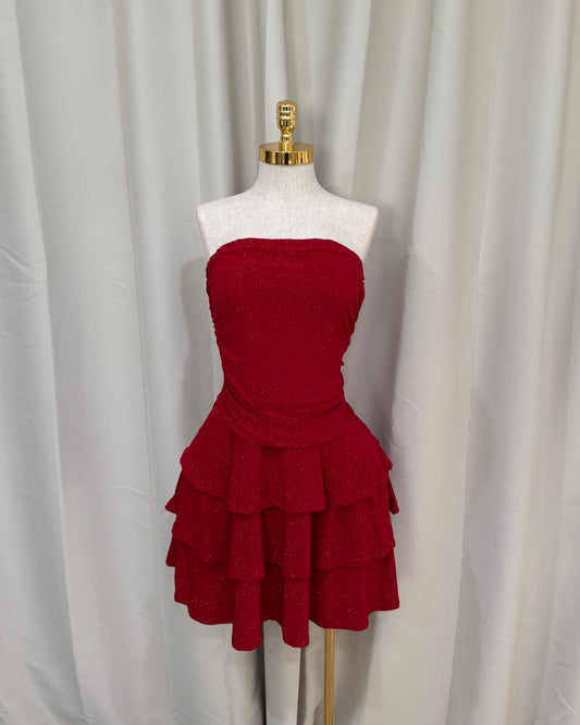 Glitter Birthday Dress - Red