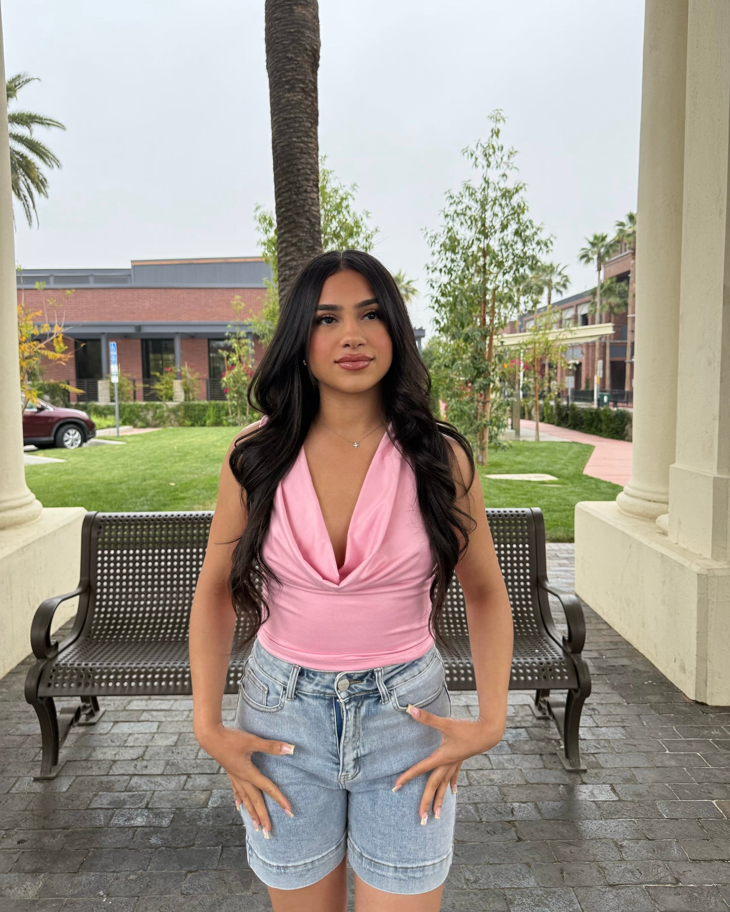 Classy Open Back Top - Pink