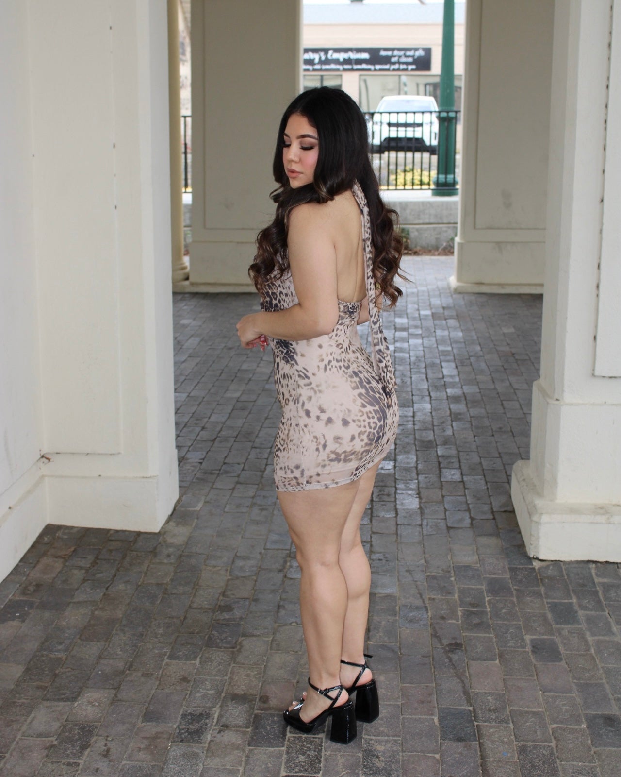 Leopard Drape Mini Dress