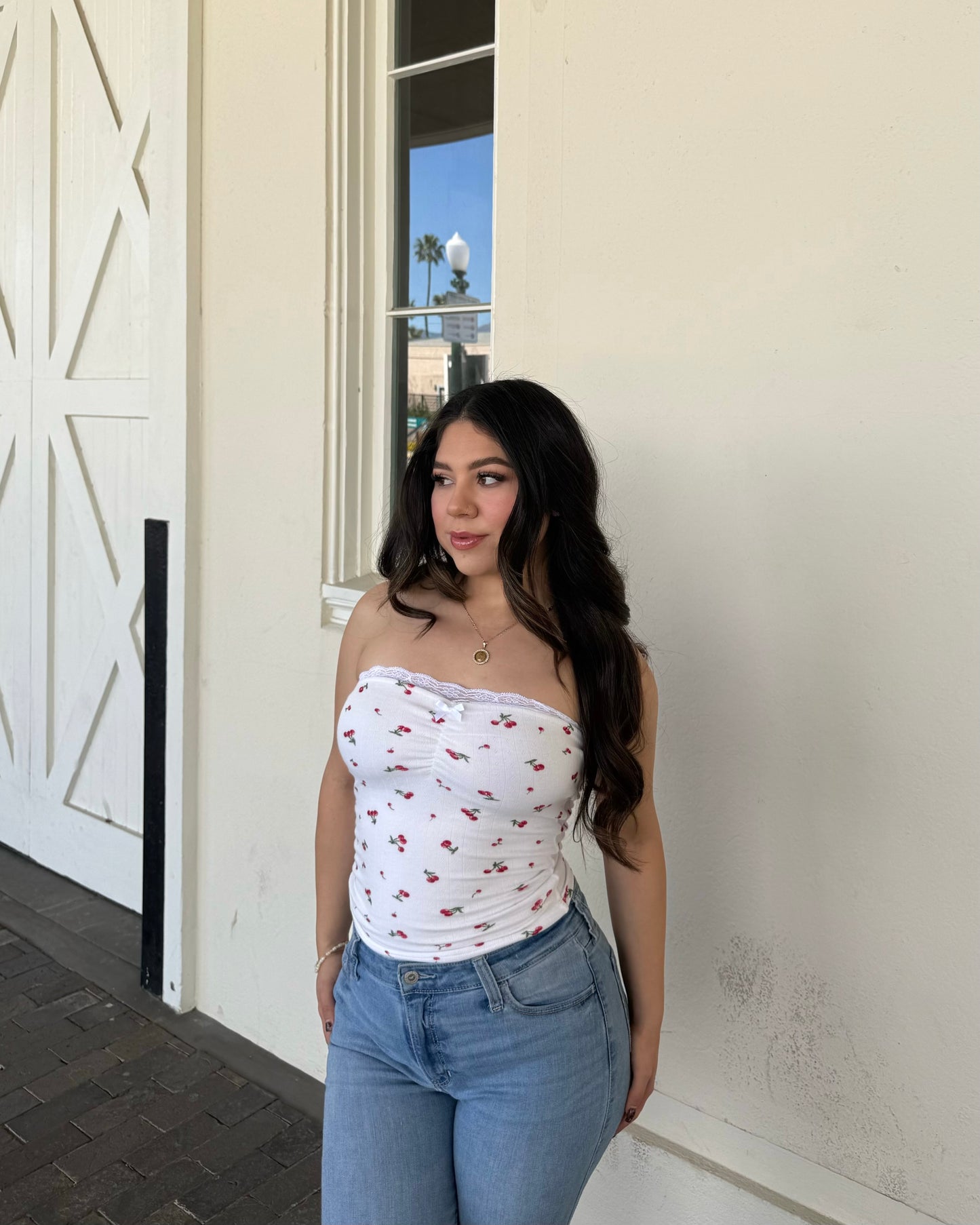 Bella Tube Top - cherries - Double Layered