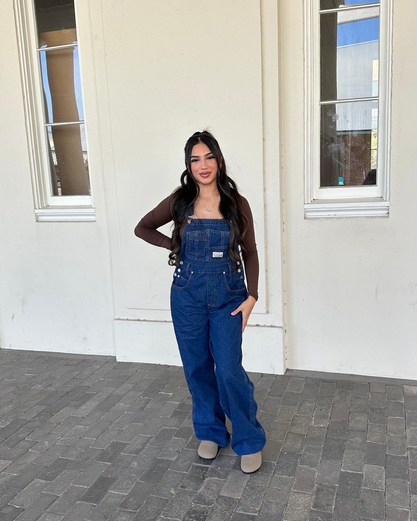 Isabel 90s Straight Leg Overalls - Dark Denim