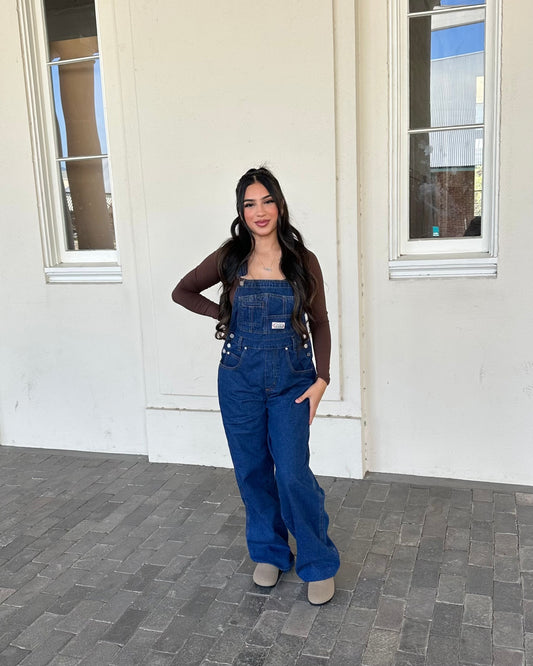 Isabel 90s Straight Leg Overalls - Dark Denim