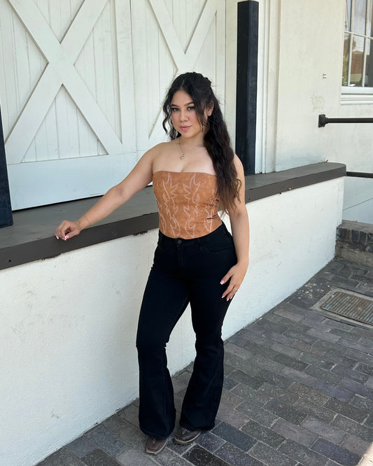 Cowgirl Leather Corset - Tan