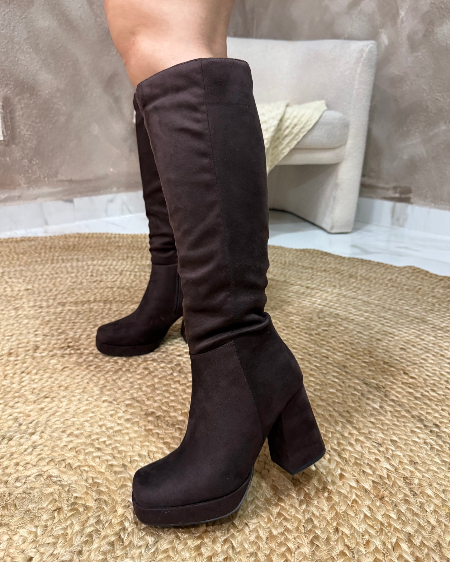 Clarita Suede Boots - Brown