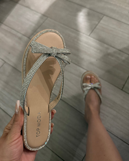 Bow Sandals - Wide Friendly - Silver