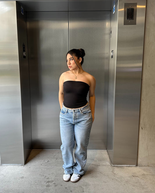 Ella Tube Top w/ headband - Black - Double Layered