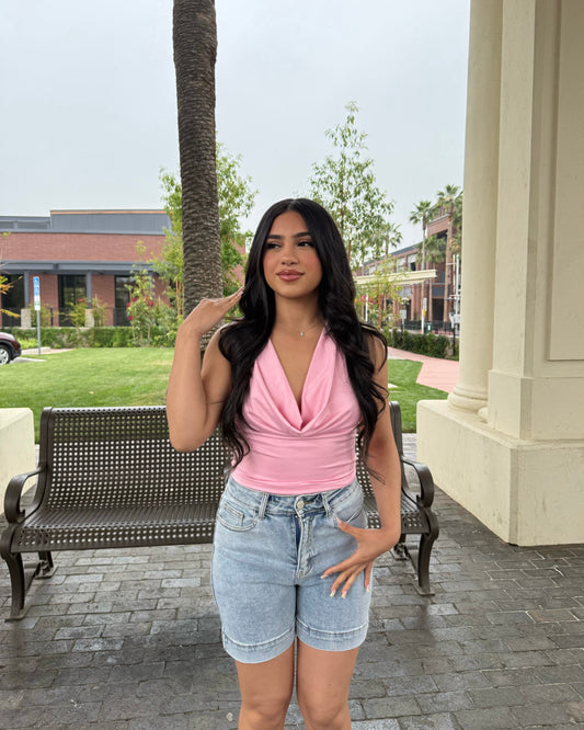 Classy Open Back Top - Pink