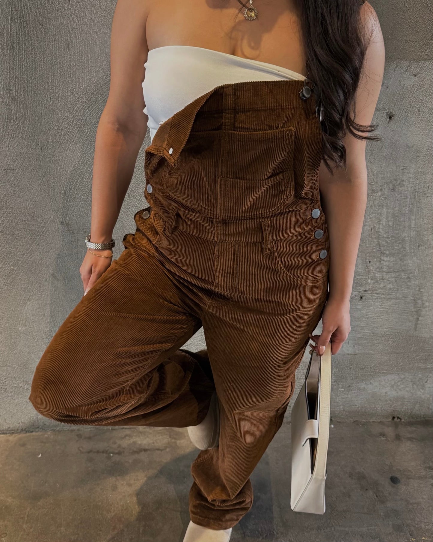 Teddy Corduroy Overalls - Brown